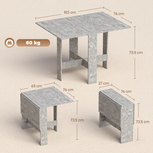 Homcom (Grey) HOMCOM Wooden Folding Table Writing Desk 2