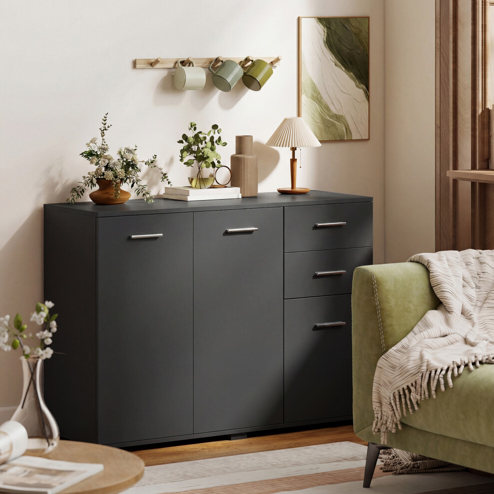 HOMCOM Modern Sideboard Kitchen Storage Cabinet in Black - Image 3