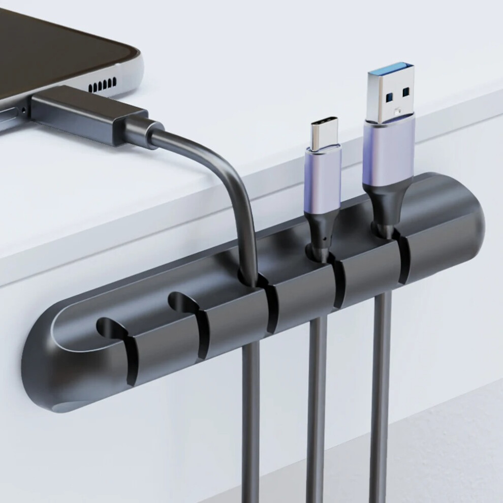 Adhesive Cable Holder Clips Cord Management Wire Organizer (Black 7 Hole) For Desktop Usb Charging Cable Nightstand Power Cord Mouse Cable 678901283282