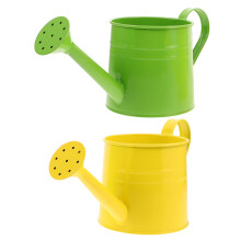 2pcs Handmade Metal Watering Can Set with Long Spout, Vibrant Colors for Indoor Plants and Flowers