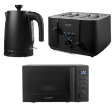 Salter 1.7L Kettle 4Slice Toaster Microwave Set Kitchen Rapid Boil Black