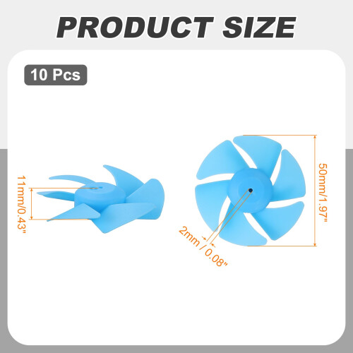 10Pcs 6 Blade RC Boat Propeller 50mm CW Blue Model  Propeller Set, Stable Thrust 2mm Fit 1