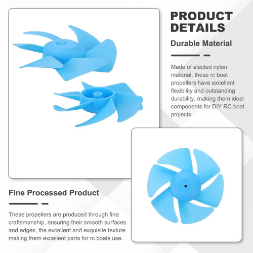 10Pcs 6 Blade RC Boat Propeller 50mm CW Blue Model  Propeller Set, Stable Thrust 2mm Fit 2