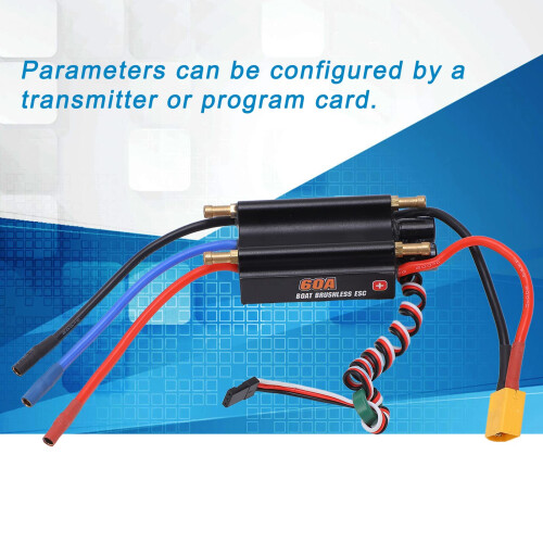60A Brushless ESC for RC Boat, Waterproof Marine Speed Controller with BEC Switch and Smooth Throttle Control 1