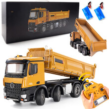 1/14 Scale Metal RC Dump Truck, 12Channel Heavy Duty Construction Vehicle, 13LBS Load, 8Wheel Dual Battery