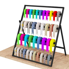 Ribbon Storage Rack with 4Tier Capacity and Detachable Rod, Black Organizer Stand for Gift Wrapping and Craft Room