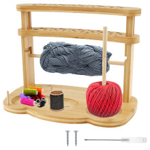 Wooden Yarn Holder with Multiple Slots, Large Capacity Organizer for Knitting and Crochet, Tangle Design