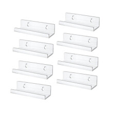 Clear Vinyl Record Shelf Wall Mount 8 Pack Acrylic Album Holder Display Compatible With LP Storage Transparent Floating Shelves Music Collection