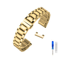 18mm Gold Stainless Steel Strap Curved End Flat Finish Watch Band Replacement for Tissot 1853 T035