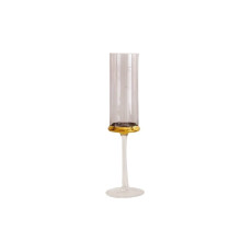 Electroplated Gold Wine Glasses Elegant Cylindrical Crystal Goblets Long Stem for Home and Events