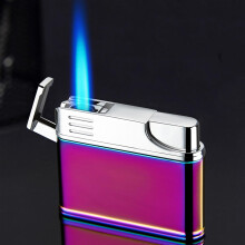 Windproof Jet Flame Lighter, Refillable Butane Torch with Adjustable Blue Flame Metal Body for Outdoor Grilling (Color C)