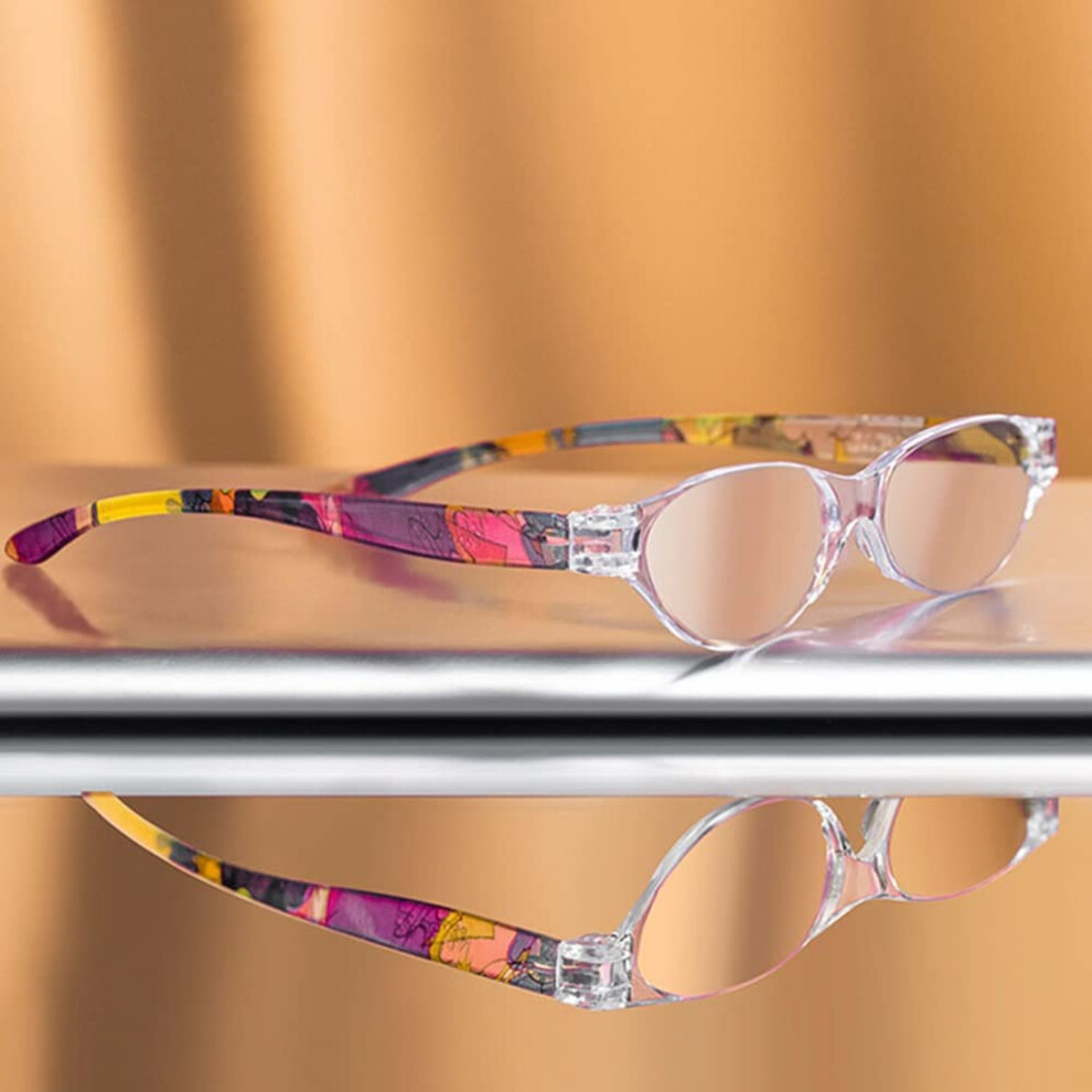 Blue/Light/Red Blocking Reading Glasses +2.00 Rectangle Frame Computer Readers With Spring Hinge And Pattern Print