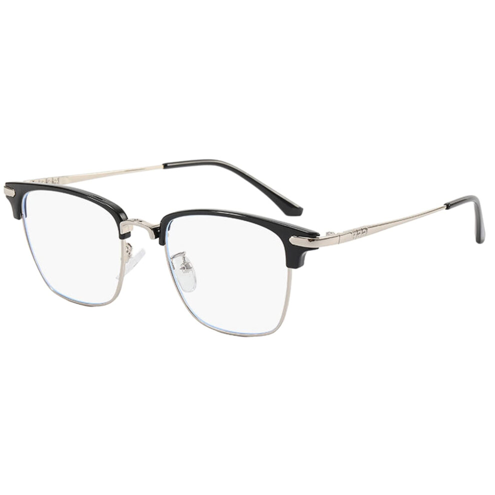 Prescription Glasses for Nearsighted Unisex Clear Distance Vision Black Silver Frame (100X)