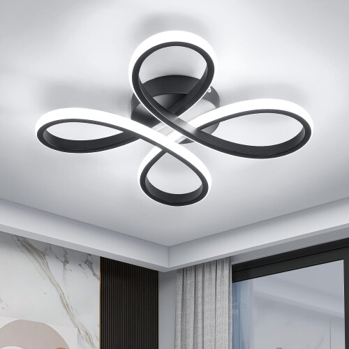Modern Flower Ceiling Lights Black Chandeliers,3000/4500/6500K