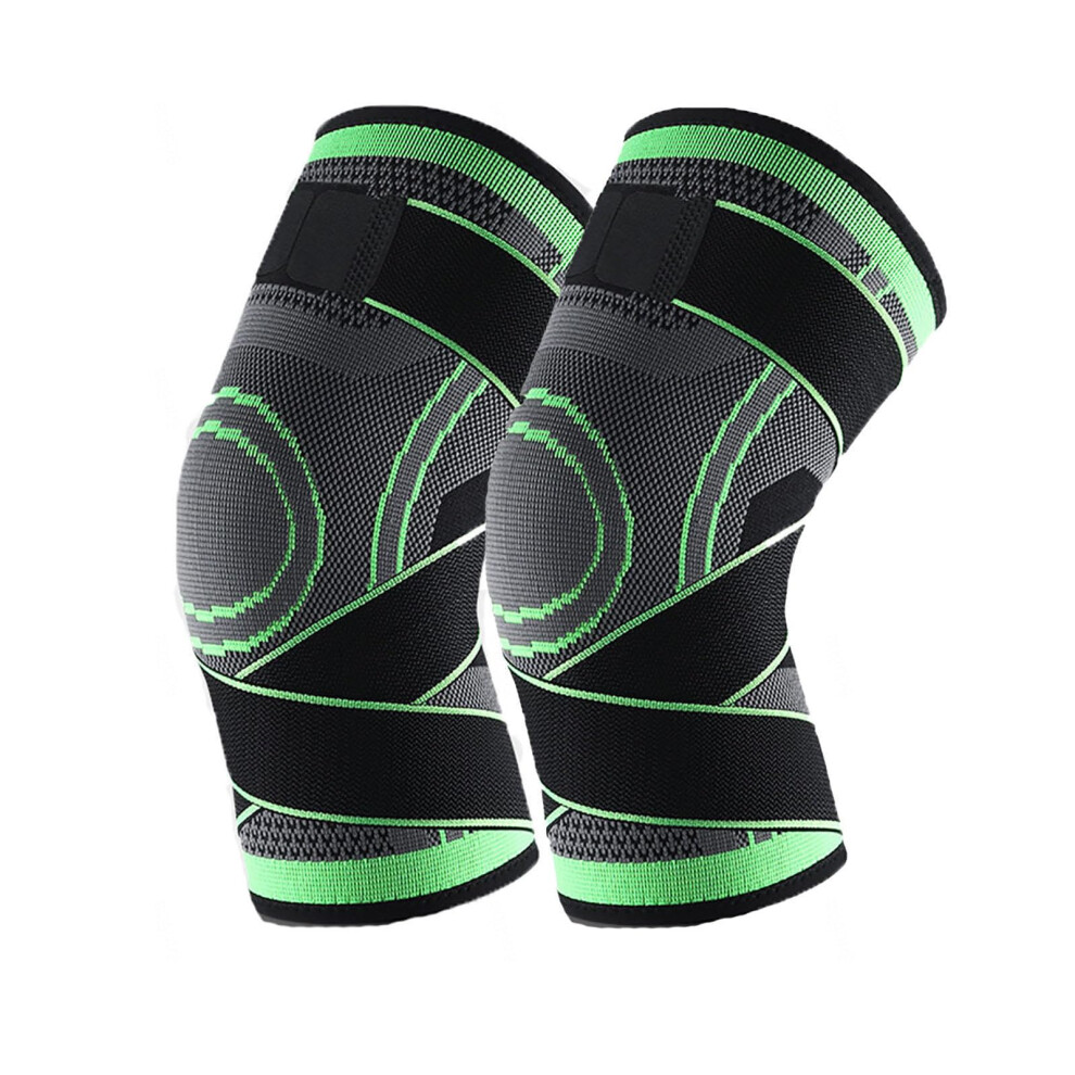 Adjustable Knee Brace 2 Pack, Breathable Compression Sleeve with Patellar Support for Running and Basketball