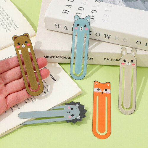 5Pieces Colorful Animal Pattern Paper Clips Bookmarks Holders 1