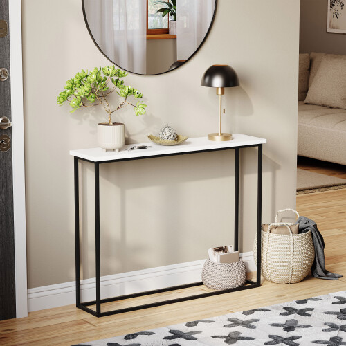 Vida Designs (White & Black) Console Table With Metal Leg, Vida Designs, Modern Hallway Table