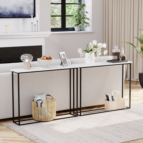 Vida Designs (White & Black) Console Table With Metal Leg, Vida Designs, Modern Hallway Table 1