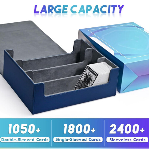 Trading Card Storage Box 1800 Cards Blue Large Capacity Deck Storage Case Durable Easy Access Design 2