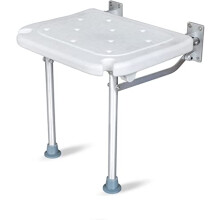 Foldable Wall Mounted Shower Seat with Adjustable Legs for Elderly and Disabled, Space Saving NonSlip Design