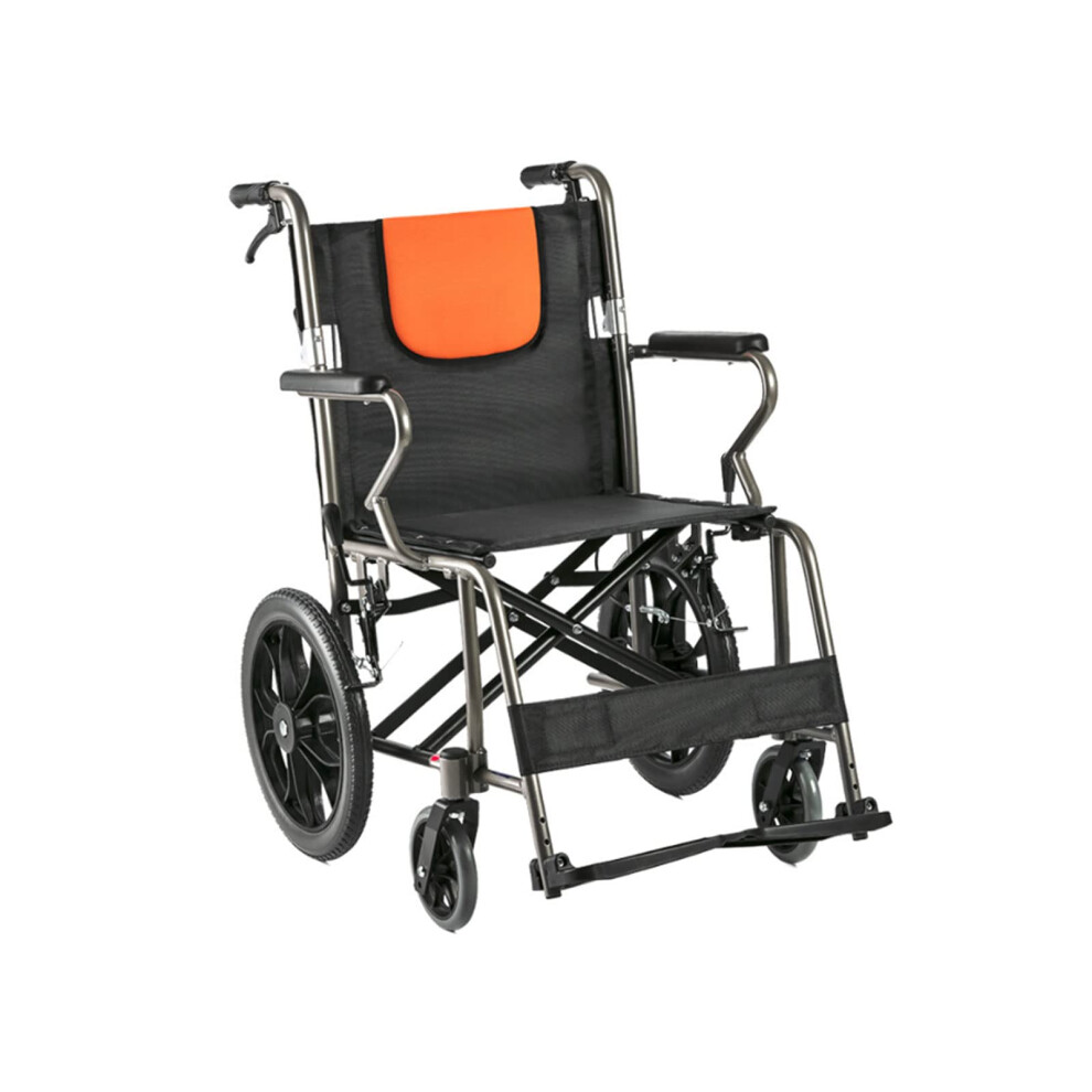 Lightweight Folding Manual Wheelchair for Seniors with Handbrakes, Adjustable Footrest and Storage Bag