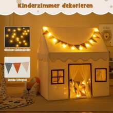 Tenda de brincar infantil interna com tapete e luzes, bege, 123x107x137 cm