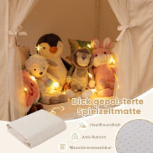 Tenda de brinquedo infantil interna com tapete antiderrapante, bege