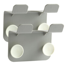 2pcs Hair Dryer Holder Wall Mounted Rack for Bathroom Bedroom, Adhesive SpaceSaving Organizer Gray
