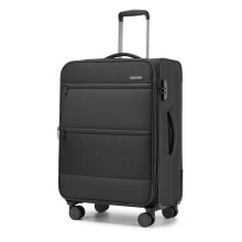 (Black, 24Inch) 20/24/28Inch Soft Shell Suitcase Set Travel 4 Wheels Hand Luggage Check In Case