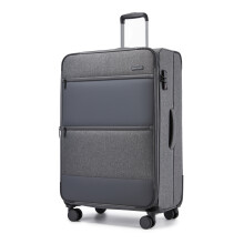(Grey, 28Inch) 20/24/28Inch Soft Shell Suitcase Set Travel 4 Wheels Hand Luggage Check In Case