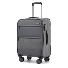 (Grey, 20Inch) 20/24/28Inch Soft Shell Suitcase Set Travel 4 Wheels Hand Luggage Check In Case