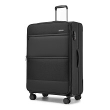 (Black, 28Inch) 20/24/28Inch Soft Shell Suitcase Set Travel 4 Wheels Hand Luggage Check In Case