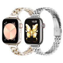 Slim Stainless Steel Band for Apple Watch Women 41mm 40mm 38mm, Stylish Metal Chain Strap Series 10 9 8 7