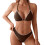 Women's Sexy Solid Color Lace Triangle Bikini Set,-dark brown S 1