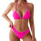Women's Sexy Solid Color Lace Triangle Bikini Set,-rose red XL 1