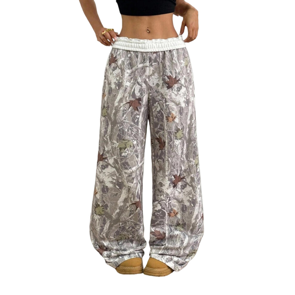 Palazzo Pants Elastic Waist Casual Wide Leg Trousers with-1 XL