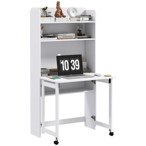 Homcom HOMCOM Writing Desk with Foldable Desktop for Bedroom, Home Office, White 1