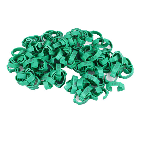 100Pcs Model Numbered Green Poultry Leg Bands 1