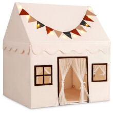 Speeltent voor binnen met mat en verlichting, beige, 123x107x137 cm