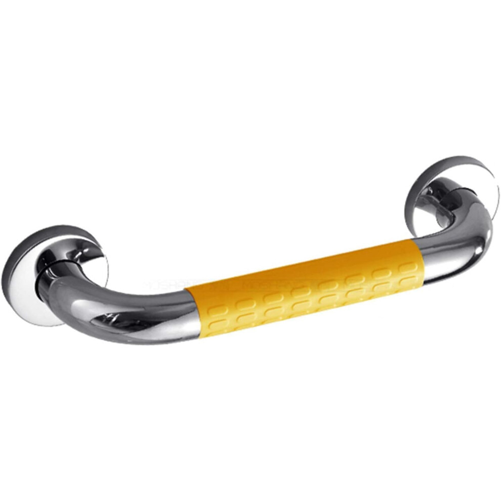 Yellow Grab Bar 58Cm Stainless Steel Shower Support Rail With Ergonomic Nonslip Grip For Bathroom Safety