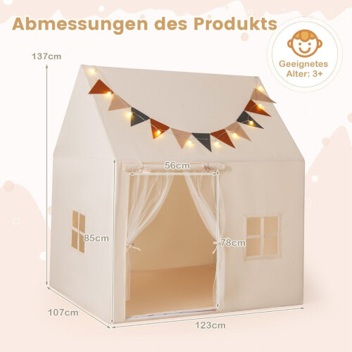 Speelhuis voor binnen met antislipmat, beige 2