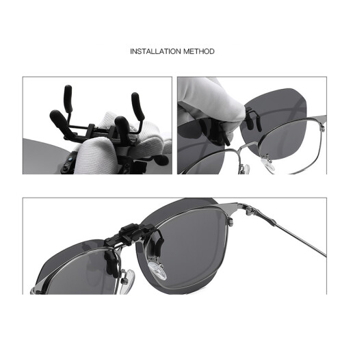 Polarisierte Clip-on-Sonnenbrille mit Etui Black 2