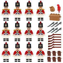12 PCS British Red Army with Weapons Wargaming Figures Building Brick Christmas Gift for Children