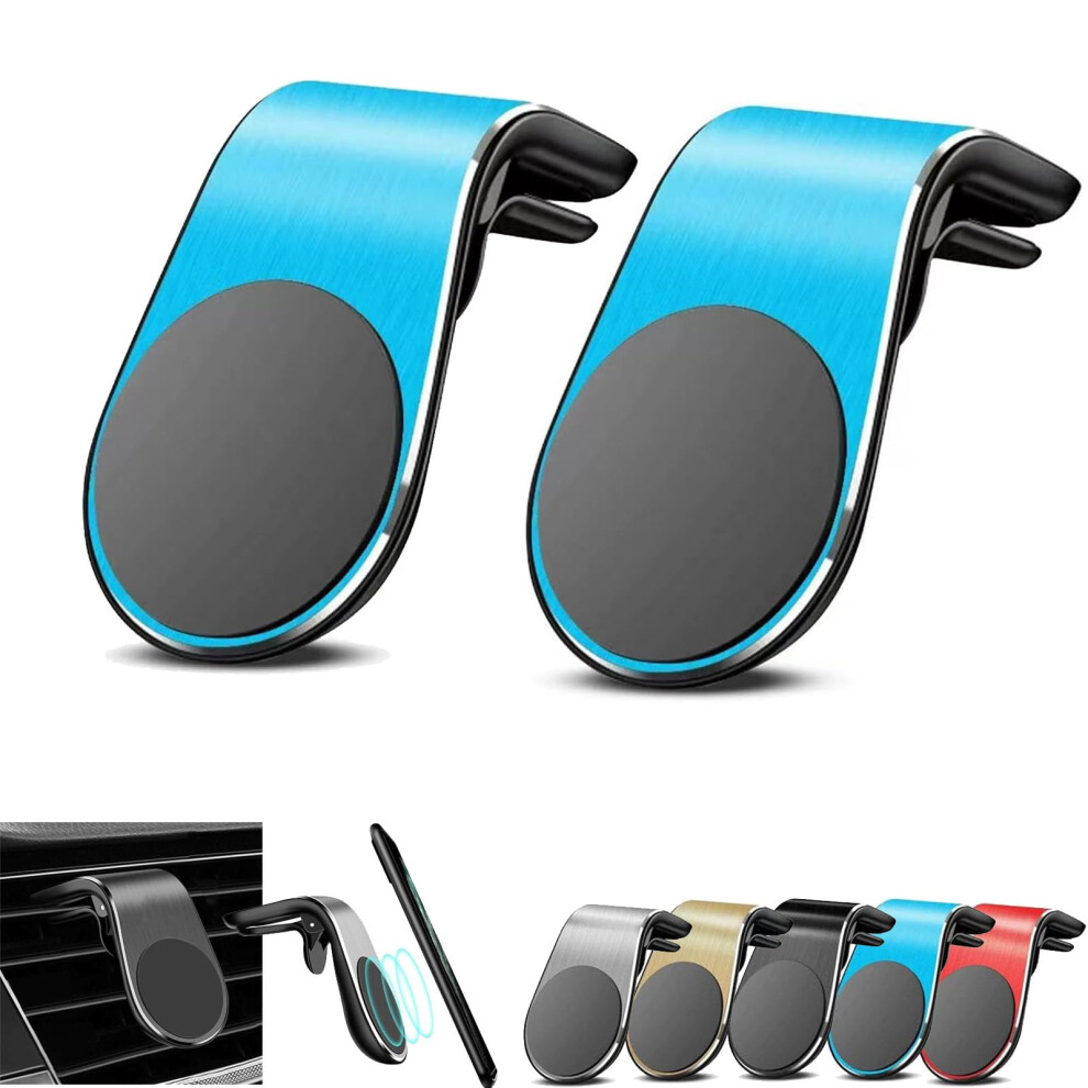 Magnetic Car Phone Mount 2 Pack, 360 Rotatable Air Vent Holder With Strong N52 Magnet And Onehand Attachment (Blue) Blue 9330225199908