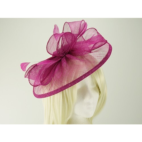 (Fuchsia) Failsworth Millinery Sinamay Disc Headpiece 1