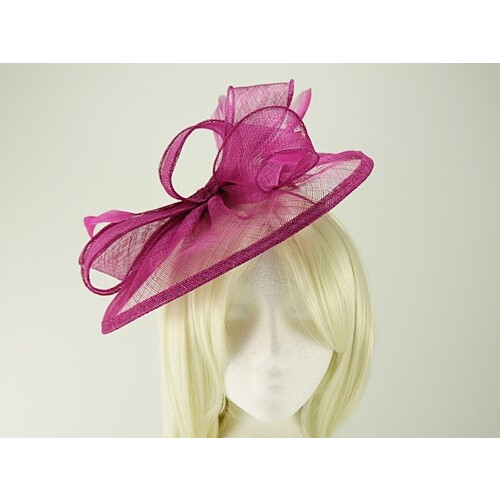 (Fuchsia) Failsworth Millinery Sinamay Disc Headpiece 2