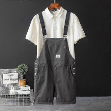 (dark gray, 3XL) Retro-Latzhose für Herren, sommerlich, locker, lässig, Arbeitskleidung