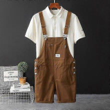 (coffee, 3XL) Pantalones cortos de trabajo informales y holgados estilo retro para hombre, ideales para el verano.