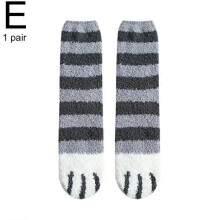 (5) Cat Paw Mid Calf Socks Non-Slip House Sleep Socks