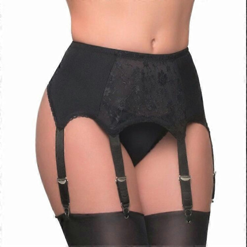(BLACK, M) Sexy Vintage 6-Strap-Strumpfhalter-Dessous-Gürtel